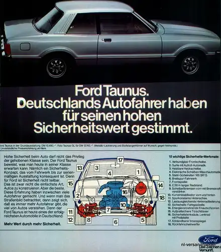 FORD-TAUNUS-1980-Reklame-Werbung-genuine Advert-La publicité-nl-Versandhandel