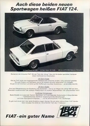 Fiat-124-1967-Reklame-Werbung-genuine Advert-La publicité-nl-Versandhandel