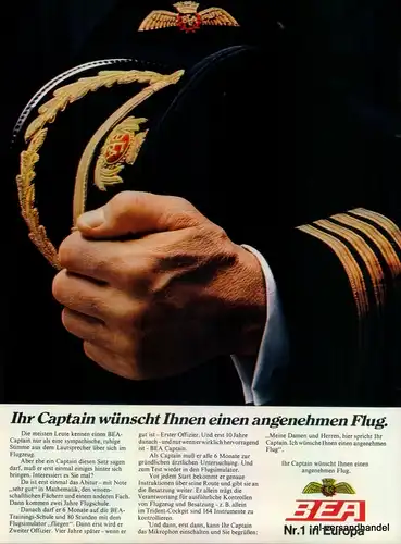 BEA-CAPTAIN-1971-Reklame-Werbung-genuine Advert-La publicité-nl-Versandhandel