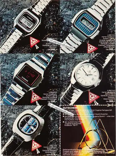 Dugena-Quartz-1976/77-Reklame-Werbung-genuine Advertising- nl-Versandhandel 