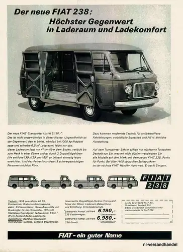FIAT-238-TRANSP-´68-Reklame-Werbung-genuine Advert-La publicité-nl-Versandhandel
