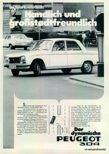 PEUGEOT-304-1,3-´71-Reklame-Werbung-genuine Advert-La publicité-nl-Versandhandel