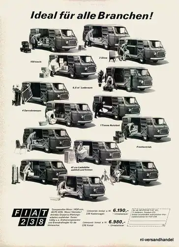 FIAT-238-KASTEN-´68-Reklame-Werbung-genuine Advert-La publicité-nl-Versandhandel