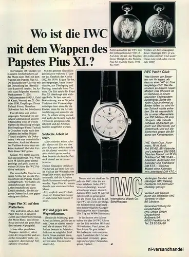 IWC-YACHT CLUB-1968-Reklame-Werbung-genuine Advert-La publicité-nl-Versandhandel