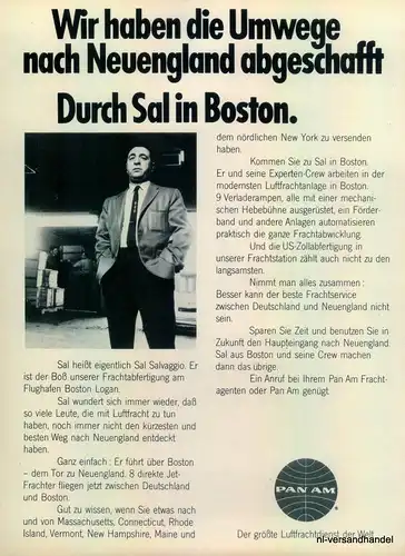 PAN AM-BOSTON-1971-Reklame-Werbung-genuine Advert-La publicité-nl-Versandhandel