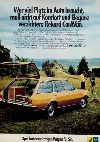 Opel-Rekord-CarAVan-1974-Reklame-Werbung-vintage print ad-Vintage Publicidad