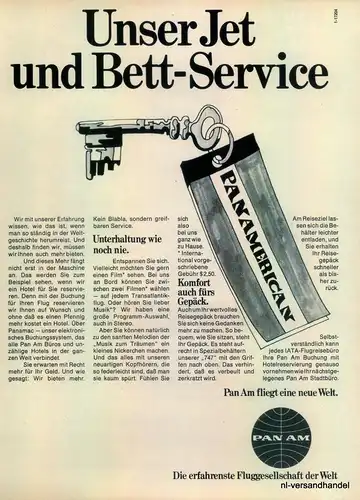 PAN AM-AMERICA-1971-Reklame-Werbung-genuine Advert-La publicité-nl-Versandhandel
