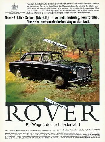 Rover-3 Liter-Saloon-1963-Reklame-Werbung-genuine Advertising-nl-Versandhandel
