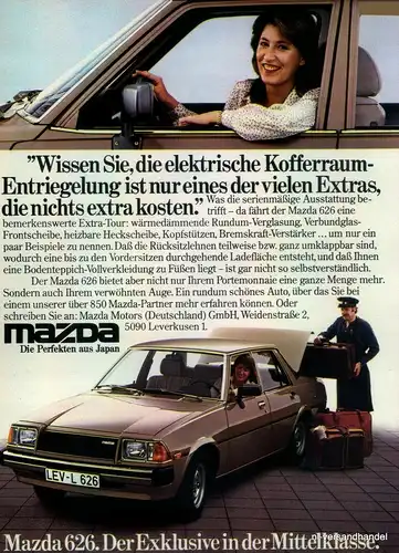 MAZDA-626-EXTRA-1980-Reklame-Werbung-genuine Advert-La publicité-nl-Versand