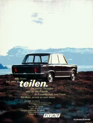 FIAT-125-TEILEN-´68-Reklame-Werbung-genuine Advert-La publicité-nl-Versandhandel
