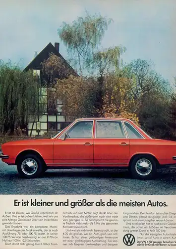 VW-K70-1974-Reklame-Werbung-vintage print ad-Vintage Publicidad