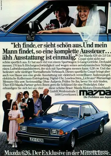 MAZDA-626-EXKLUSIV-1980-Reklame-Werbung-genuine Advert-La publicité-nl-Versand