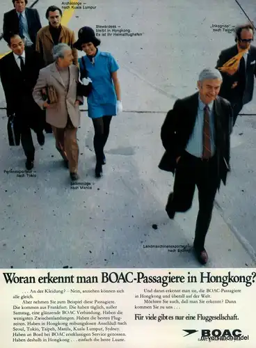 BOAC-HONG KONG-1971-Reklame-Werbung-genuine Advert-La publicité-nl-Versandhandel