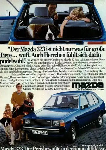 MAZDA-323-KOMPAKT-1980-Reklame-Werbung-genuine Advert-La publicité-nl-Versand