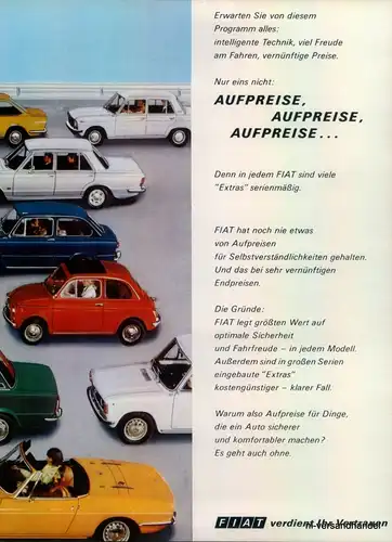 FIAT-AUFPREISE-1971-Reklame-Werbung-genuine Advert-La publicité-nl-Versandhandel