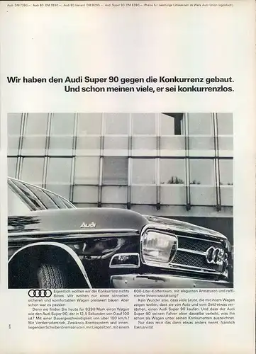 Audi-Super-90-1967-Reklame-Werbung-genuine Advert-La publicité-nl-Versandhandel