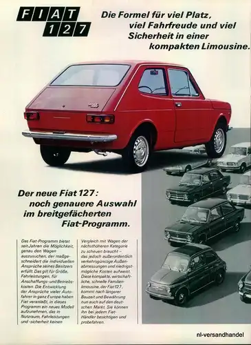FIAT-127-FORMEL-´71-Reklame-Werbung-genuine Advert-La publicité-nl-Versandhandel