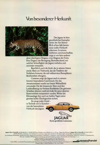 JAGUAR-XJ-4.2-1980-Reklame-Werbung-genuine Advert-La publicité-nl-Versandhandel
