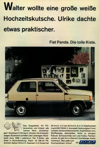FIAT-PANDA-WALTER-1980-Reklame-Werbung-genuine Advert-La publicité-nl-Versand