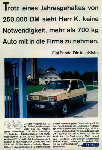 FIAT-PANDA-3-1980-Reklame-Werbung-genuine Advert-La publicité-nl-Versandhandel