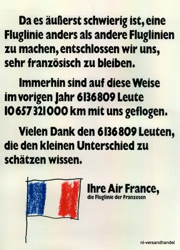 AIR FRANCE-FLUGLINIE-1971-Reklame-Werbung-genuine Advert-La publicité-nl-Versand