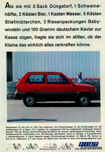 FIAT-PANDA-700Kg-1980-Reklame-Werbung-genuine Advert-La publicité-nl-Versand