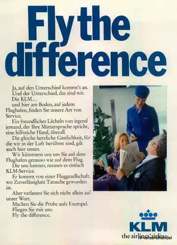 KLM-AIRLINE-1971-Reklame-Werbung-genuine Advert-La publicité-nl-Versandhandel