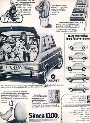 Simca-1100-1973-Reklame-Werbung-genuineAdvertising - nl-Versandhandel