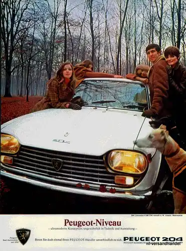 PEUGEOT-204-LIMO-68-Reklame-Werbung-genuine Advert-La publicité-nl-Versandhandel