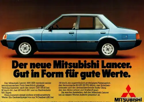 MITSUBISHI-LANCER-1980-Reklame-Werbung-genuine Advert-La publicité-nl-Versand