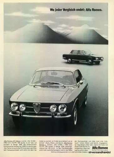 ALFA ROMEO-GT VELOCE-1971-Reklame-Werbung-genuine Advert-La publicité-nl-Versand
