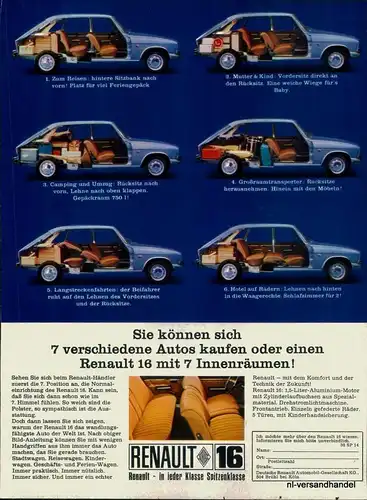 RENAULT-16-1968-Reklame-Werbung-genuine Advert-La publicité-nl-Versandhandel