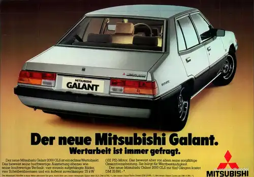 MITSUBISHI-GALANT-1980-Reklame-Werbung-genuine Advert-La publicité-nl-Versand