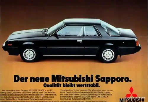 MITSUBISHI-SAPPORO-1980-Reklame-Werbung-genuine Advert-La publicité-nl