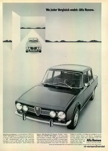 ALFA ROMEO-BERLINA L-1971-Reklame-Werbung-genuine Advert-La publicité-nl-Versand