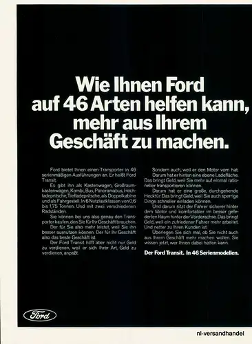 FORD-TRANSIT-46ART-´68-Reklame-Werbung-genuine Ad-La publicité-nl-Versandhandel