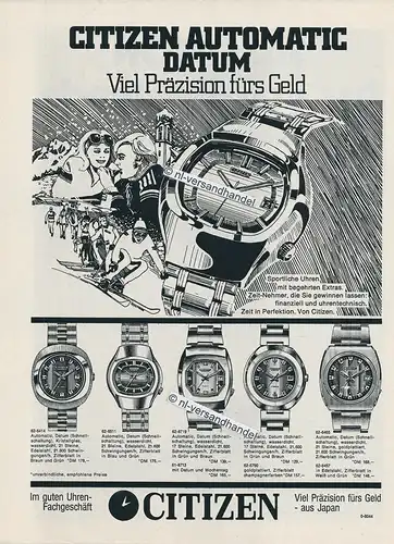 Citizen-Auto-Date-1974-Reklame-Werbung-genuine Advertising - nl-Versandhandel