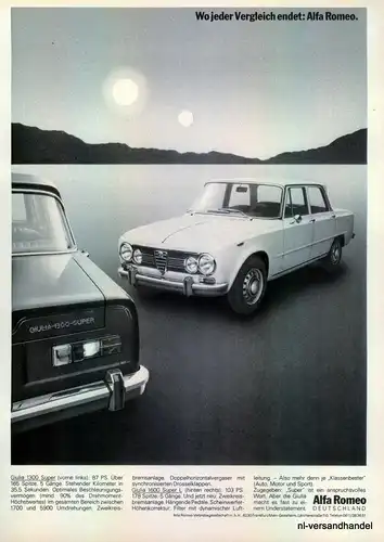 ALFA ROMEO-GIULIA 1S-1971-Reklame-Werbung-genuine Advert-La publicité-nl-Versand