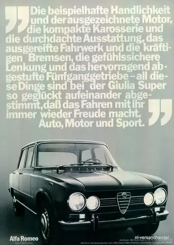 ALFA ROMEO-GIULIA S-1971-Reklame-Werbung-genuine Advert-La publicité-nl-Versand