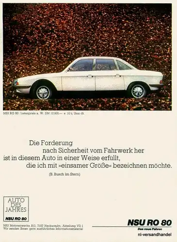 NSU-RO-80-FORDERUNG-1968-Reklame-Werbung-genuine Advert-La publicité-nl-Versand
