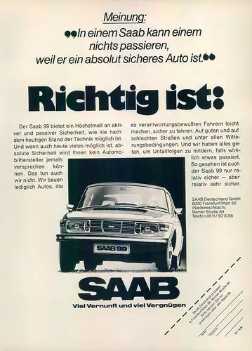 Saab-99-1975-Reklame-Werbung-genuineAdvertising-nl-Versandhandel
