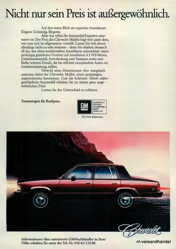 CHEVROLET-MALIBU-1980-Reklame-Werbung-genuine Advert-La publicité-nl-Versand