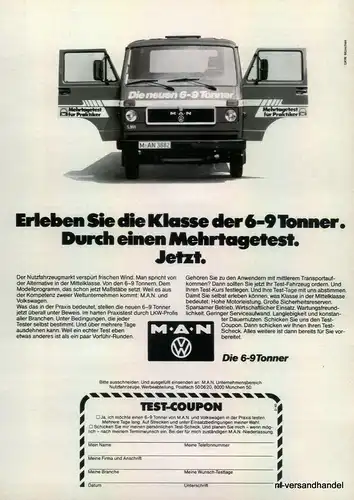 MAN-6-9TONNER-1980-Reklame-Werbung-genuine Advert-La publicité-nl-Versandhandel