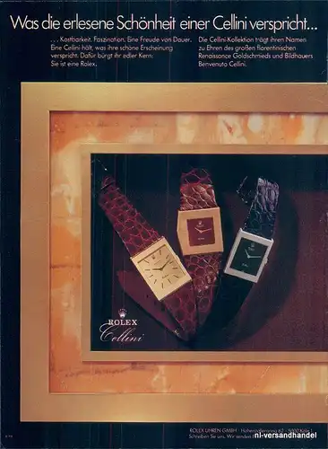 Rolex-Cellini-1978-Reklame-Werbung-genuine Advert-La publicité-nl-Versandhandel