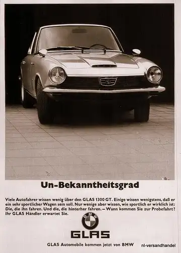 Glas-1300GT-1967-Reklame-Werbung-genuine Advert-La publicité-nl-Versandhandel