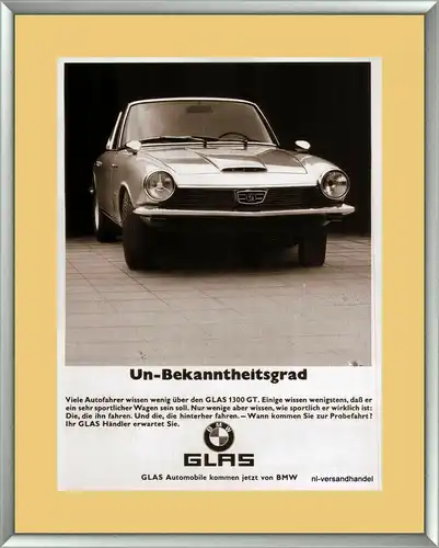 Glas-1300GT-1967-Reklame-Werbung-genuine Advert-La publicité-nl-Versandhandel