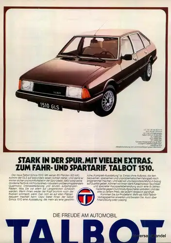 TALBOT-1510 GLS-1980-Reklame-Werbung-genuine Advert-La publicité-nl-Versand