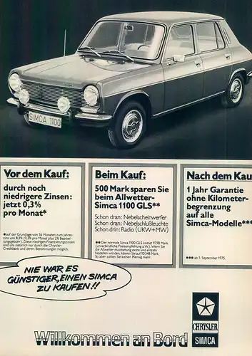 Simca-1100-GLS-1975-Reklame-Werbung-genuineAdvertising-nl-Versandhandel