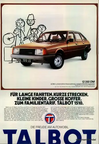 TALBOT-1510 LS-1980-Reklame-Werbung-genuine Advert-La publicité-nl-Versandhandel
