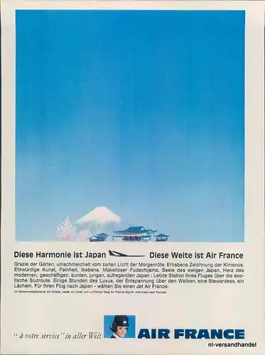 Air-France-1969-I-Reklame-Werbung-genuine Advert-La publicité-nl-Versandhandel